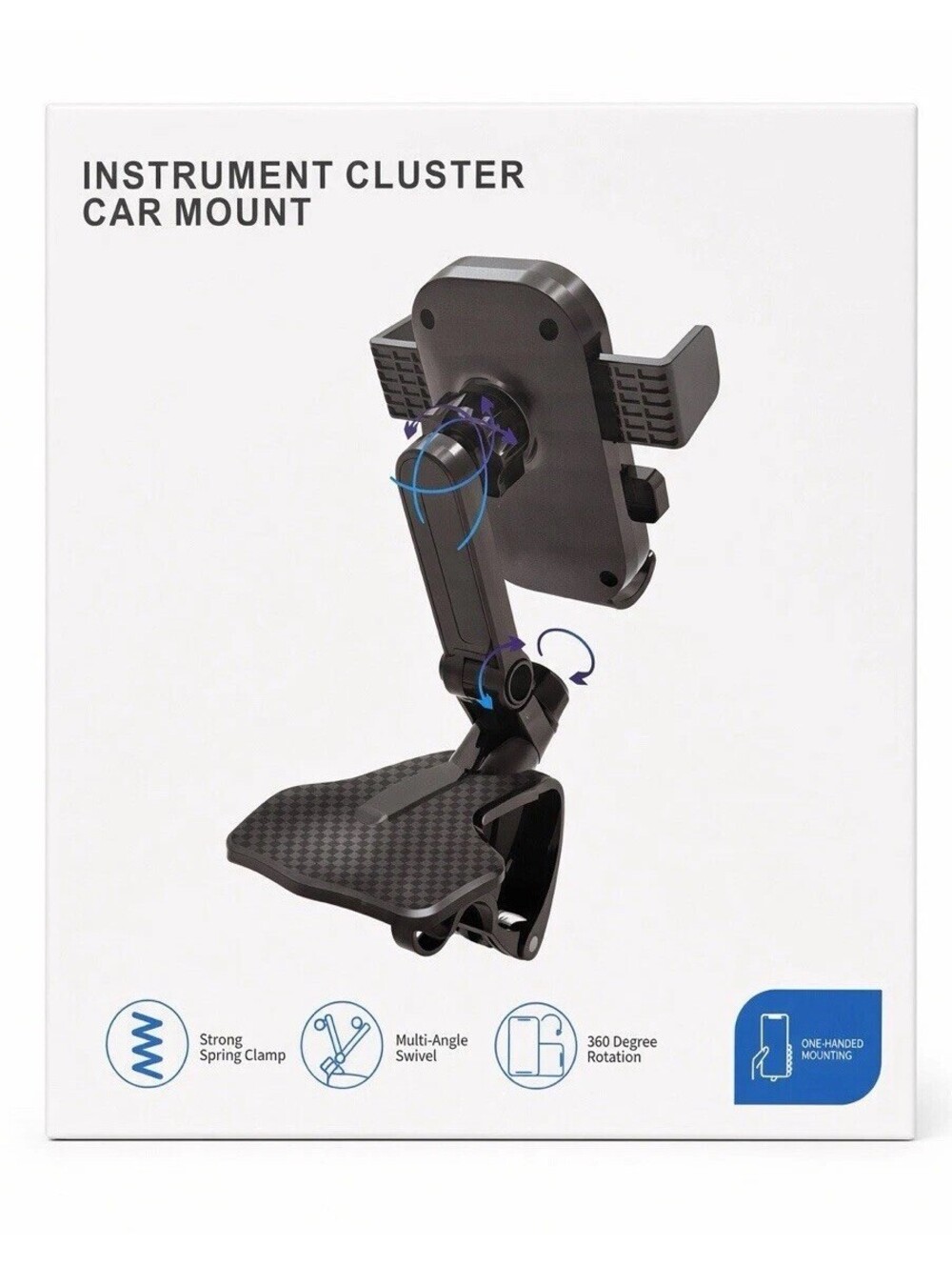 Instrument Cluster Car Mount Phone Holder Spring Clamp 360 Swivel